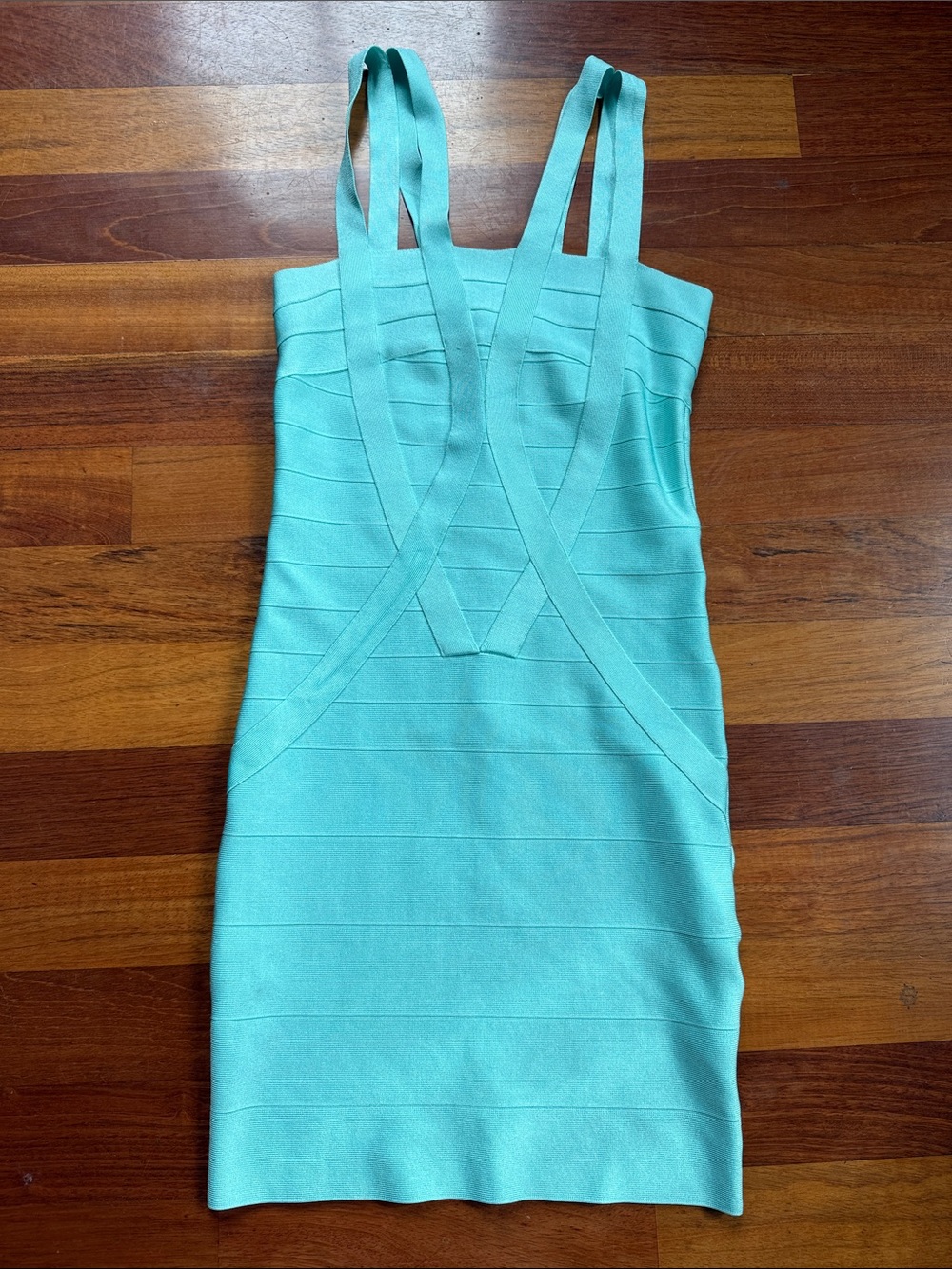 bebe Aqua Sky Blue Bandage Bodycon Mini Dress Size Small Y2K